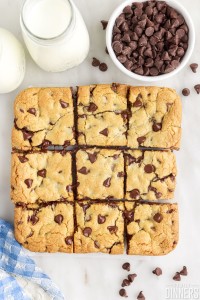 cut chocolate chip cookie bars