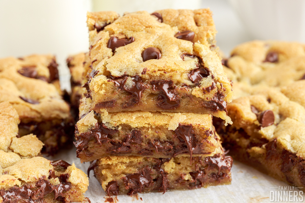 better than toll house chocolate chip cookie bars cut up.