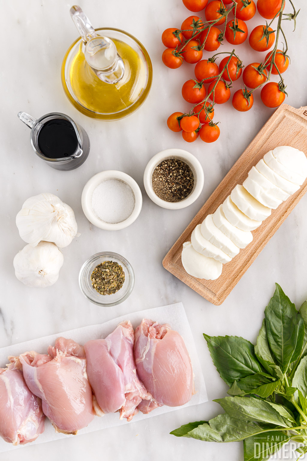 ingredients for caprese chicken skillet