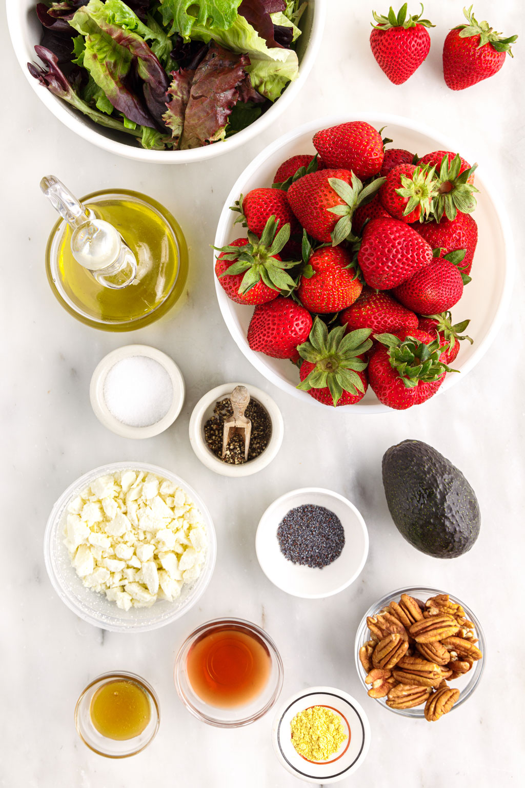 ingredients for strawberry avocado salad