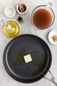 Butter and oil in a skillet