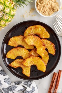 Plate of grilled pineapple.