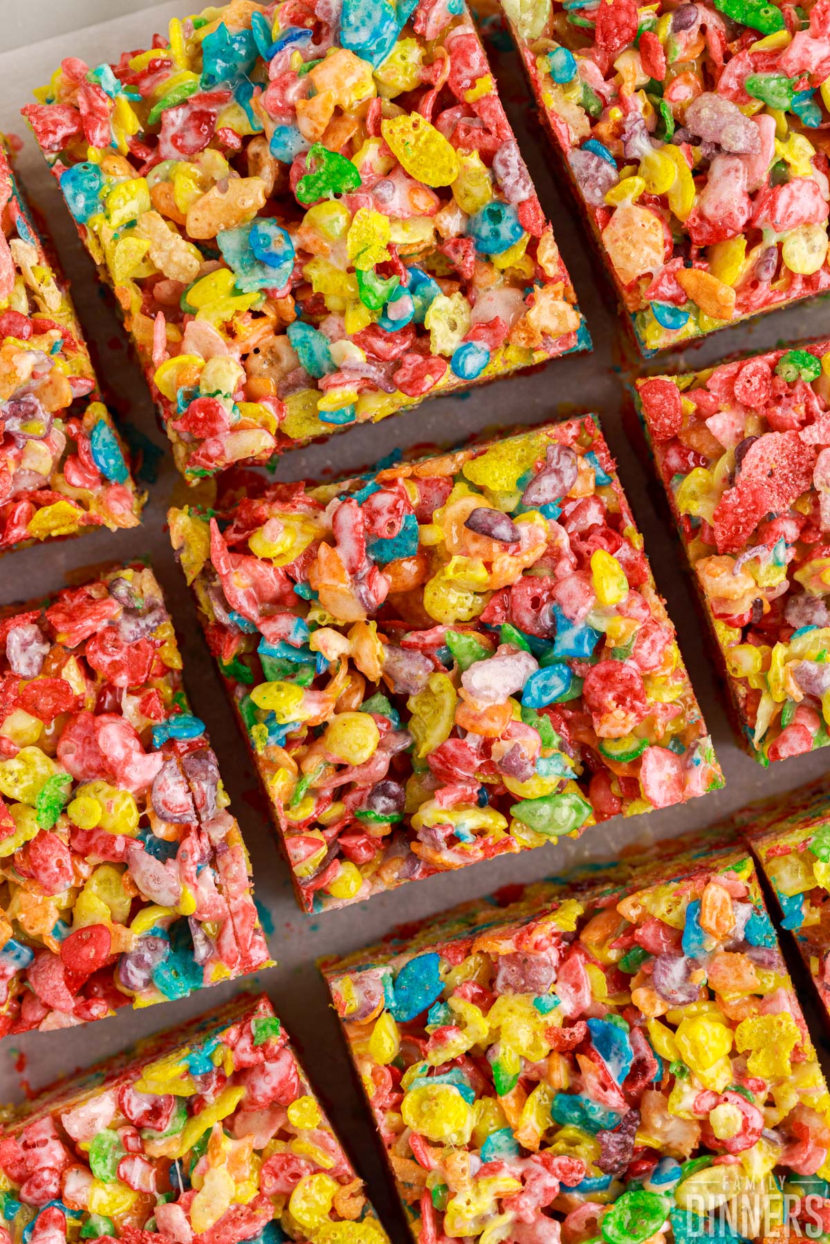 close up of fruity pebbles bars