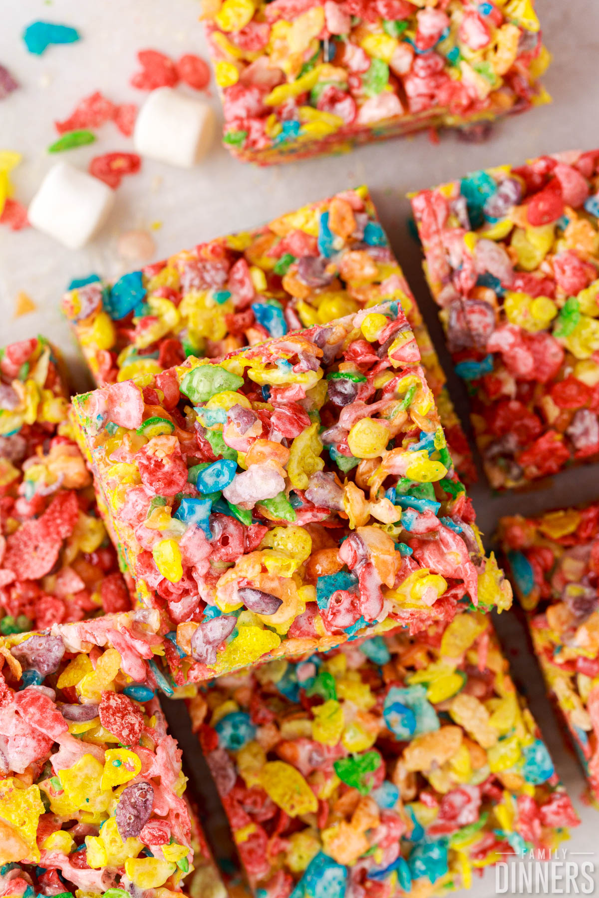 Stack of fruity pebbles bars.