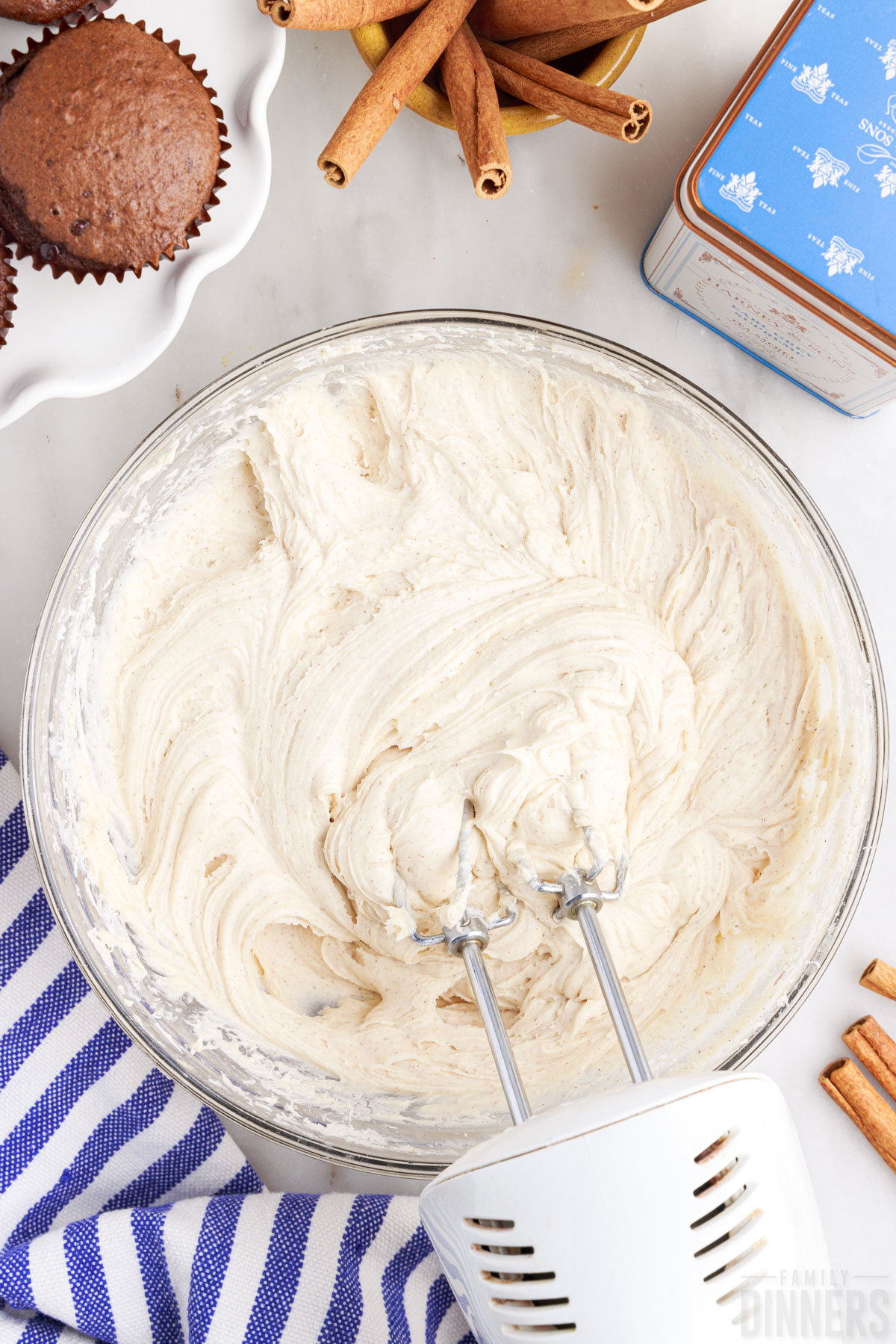 electric mixer whipping frosting