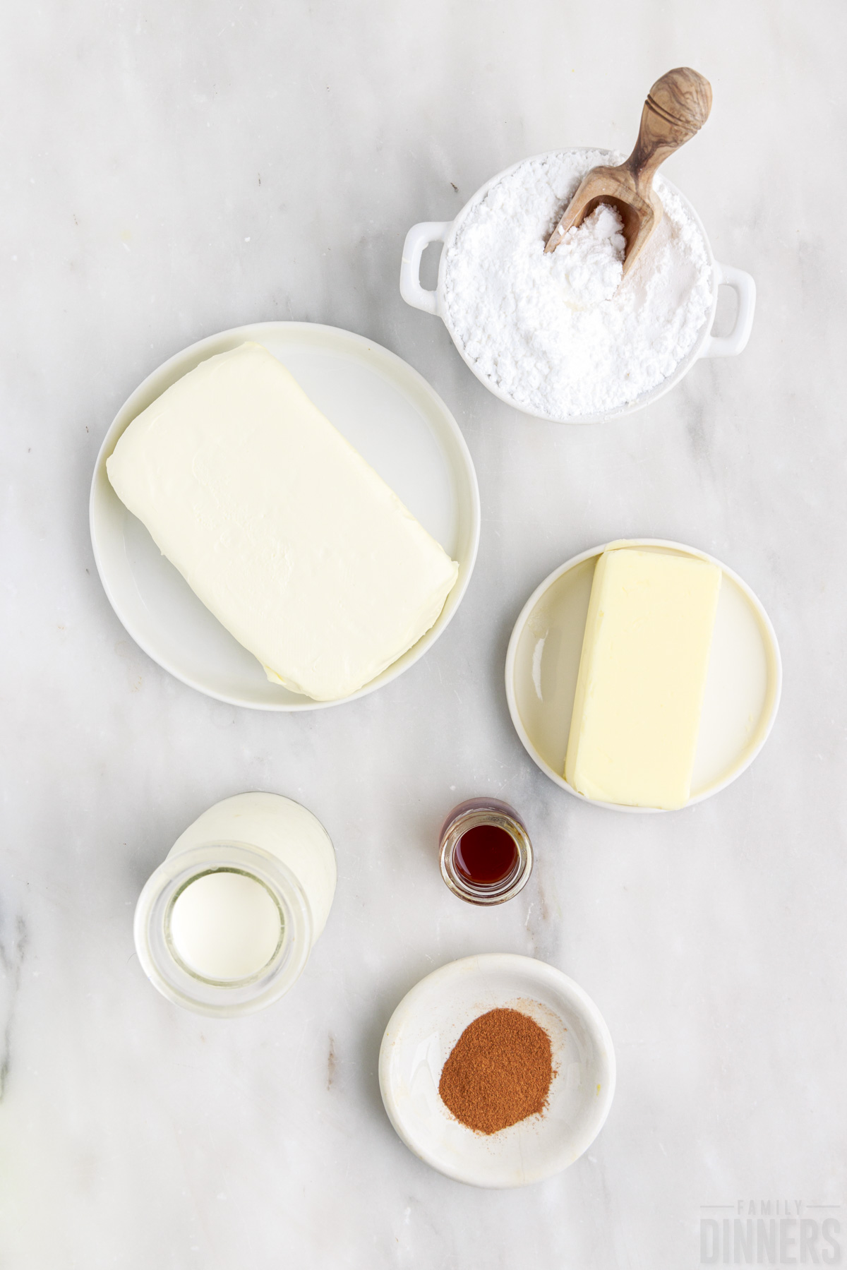 ingredients for cinnamon cream cheese frosting