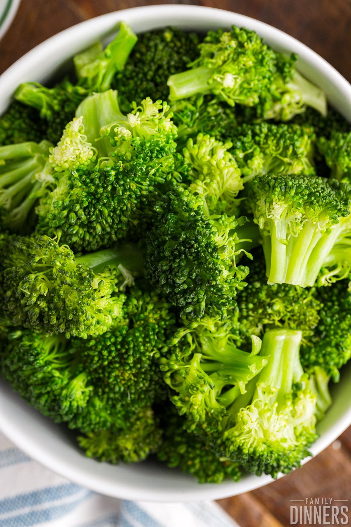 close up of broccoli in a bowl