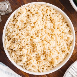 instant pot brown rice in a bowl.