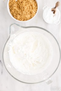 whipped heavy cream in a bowl