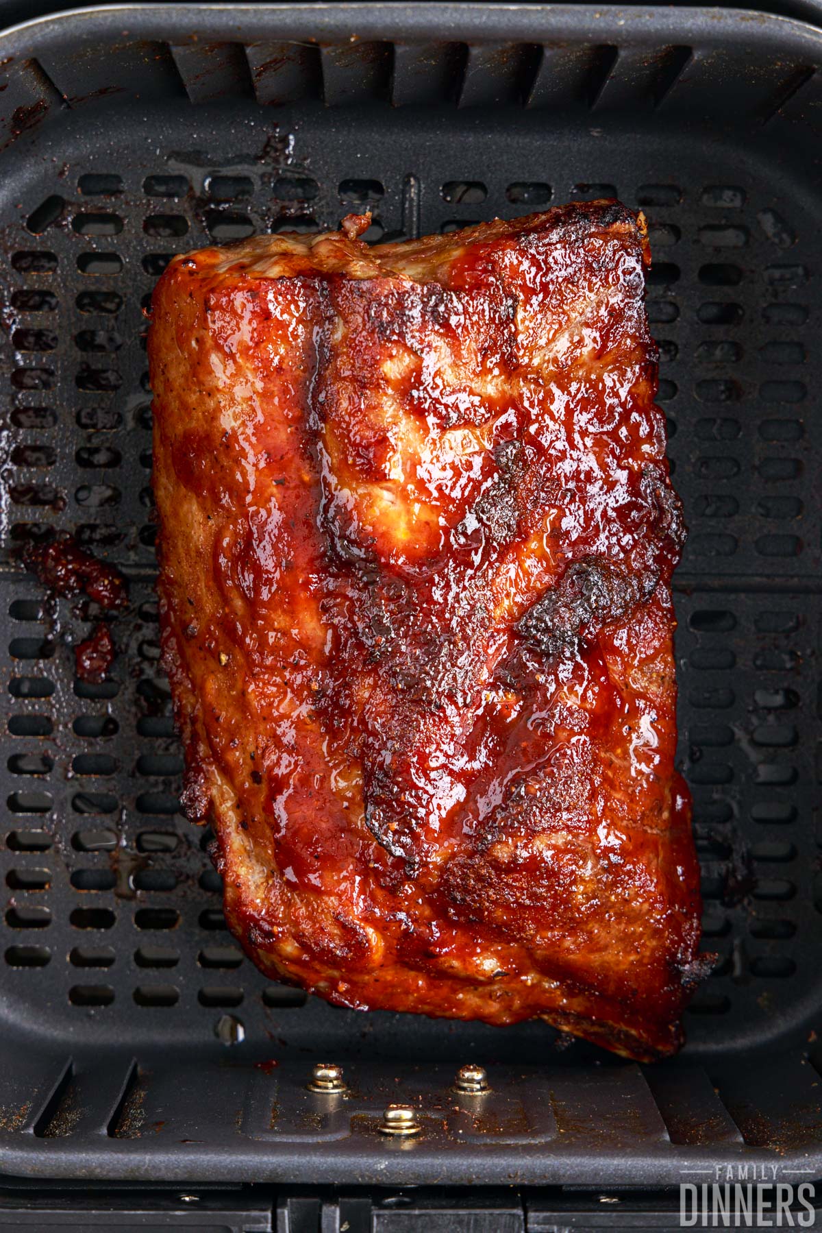 cooked bbq ribs in the air fryer