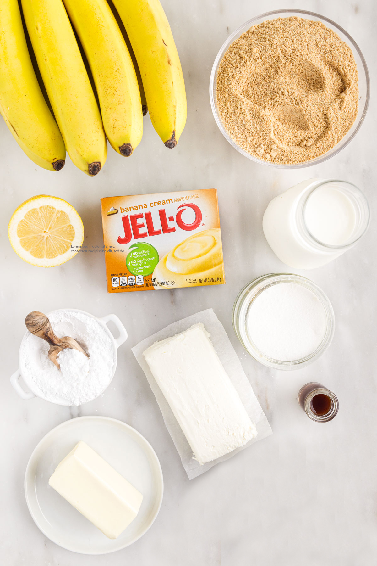 ingredients for banana pudding pie