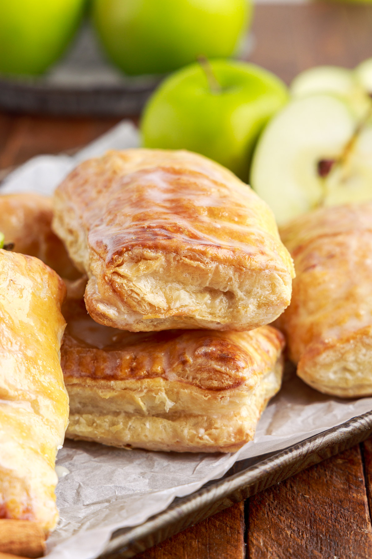 apple turnovers on a serving platter