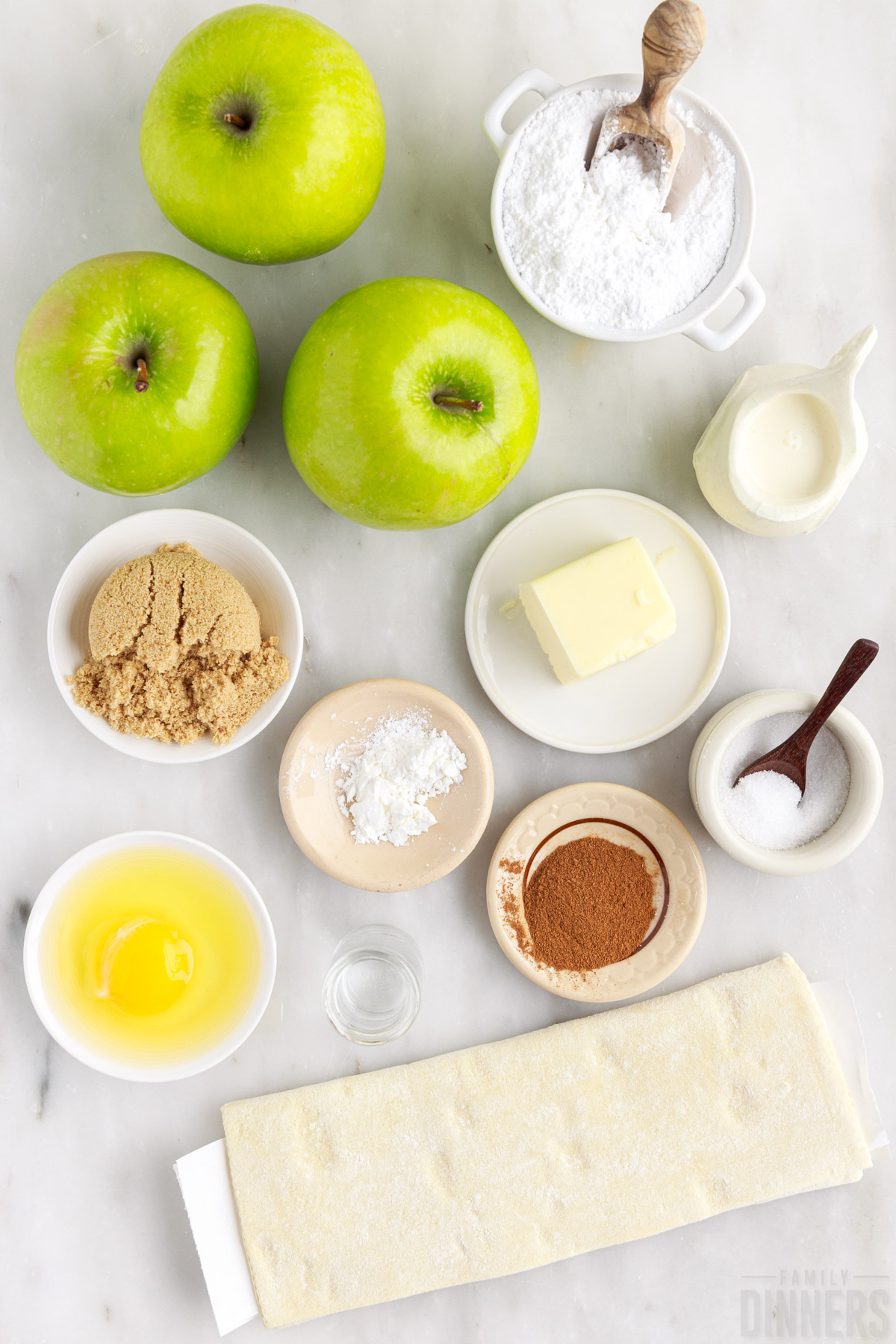 ingredients for easy apple puff pastry