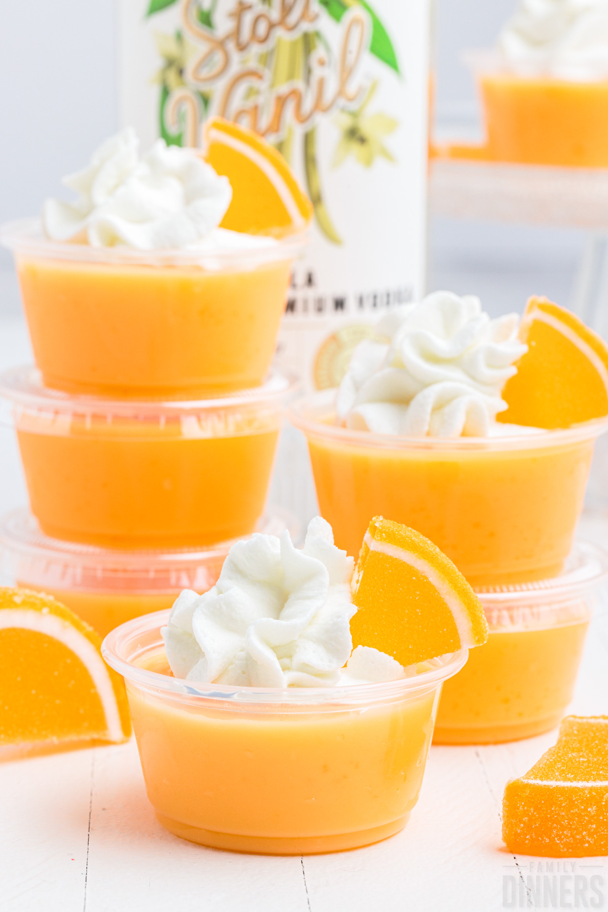 stacked up orange creamsicle jello shots