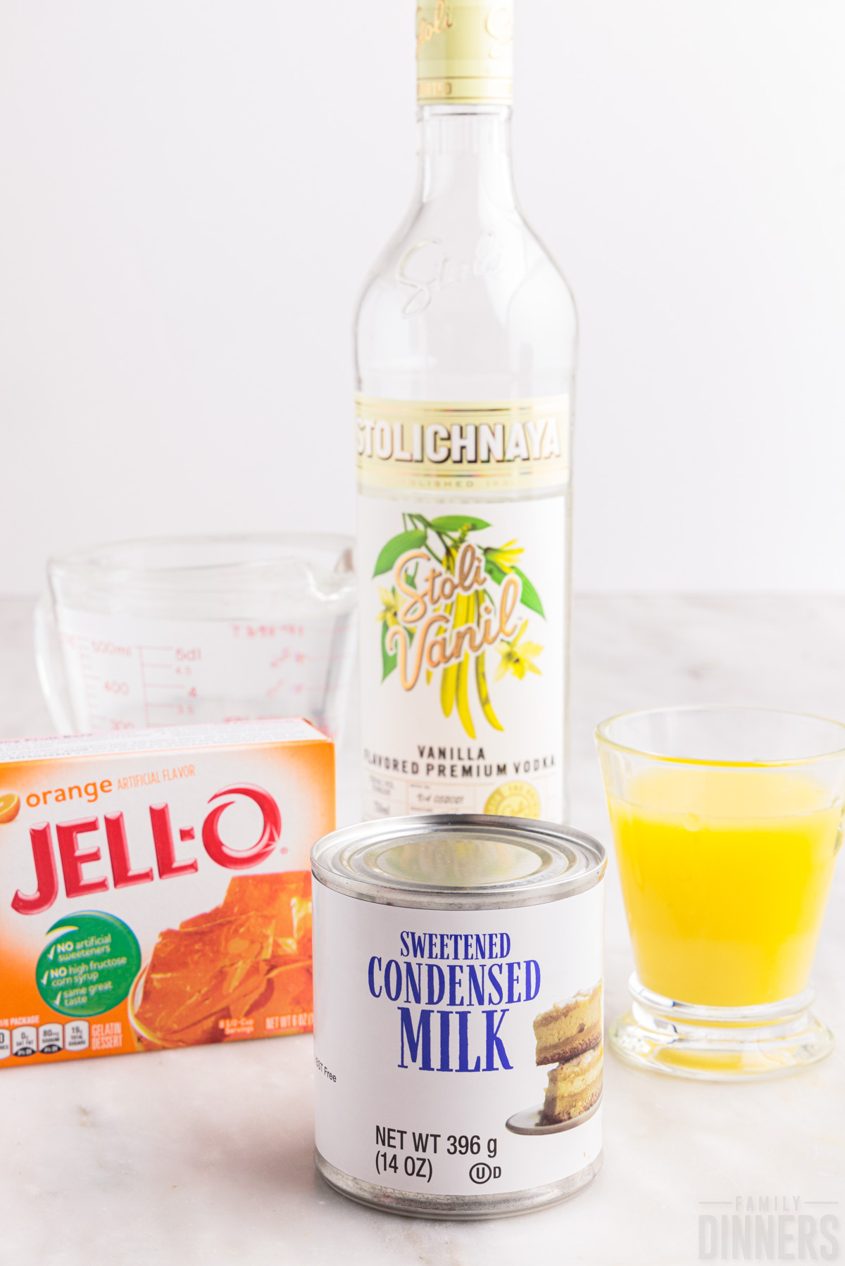 ingredients for orange creamsicle jello shots