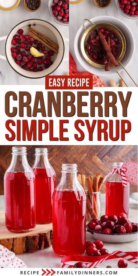 Cranberry simple syrup collage.