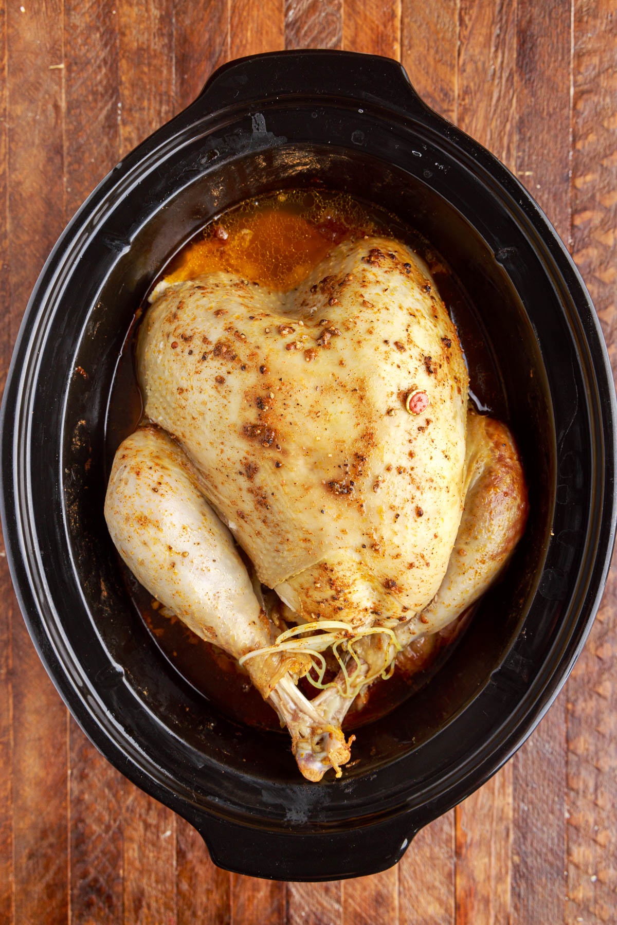 cooked turkey in a slow cooker before broiling