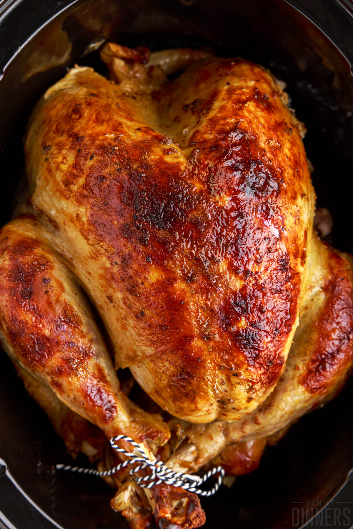 close up of a cooked crockpot thanksgiving turkey