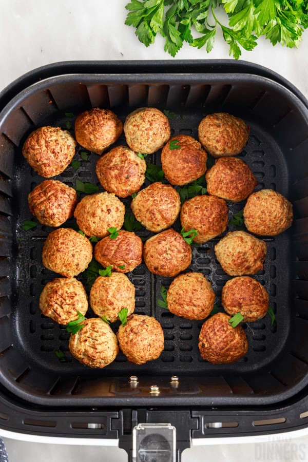 cooked meatballs in the air fryer