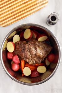 potatoes and carrots added to the instant pot