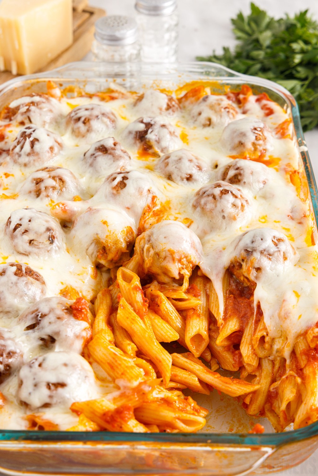 Easy Dump And Bake Meatball Pasta Casserole Recipe