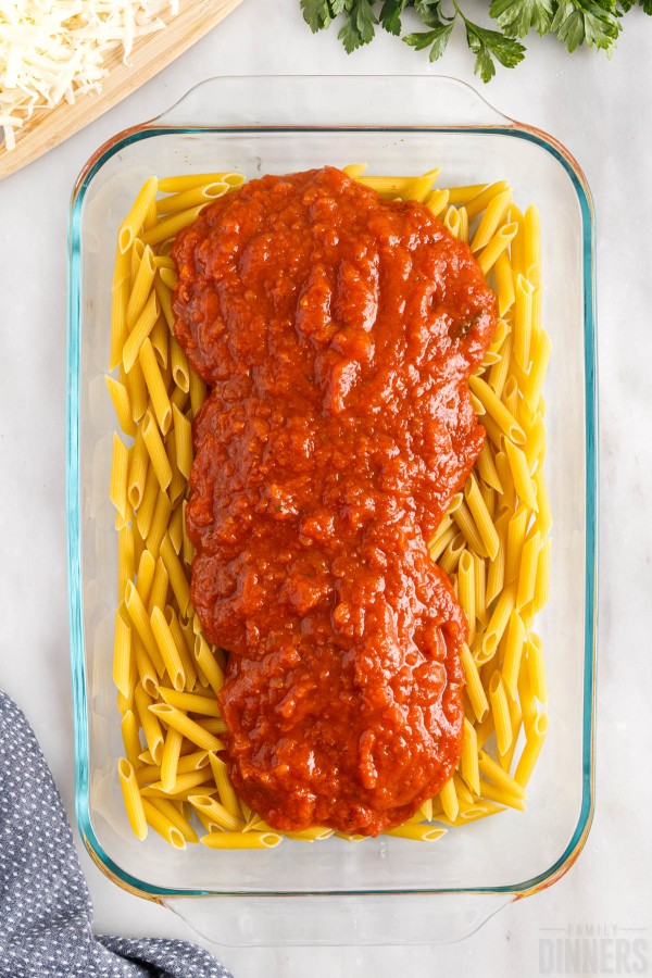 Easy Dump And Bake Meatball Pasta Casserole Recipe