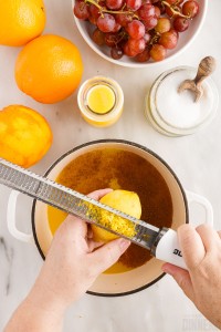 zesting lemon into the saucepan with the dressing ingredients