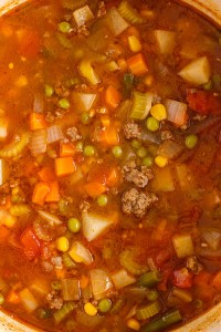 close up of vegetable soup