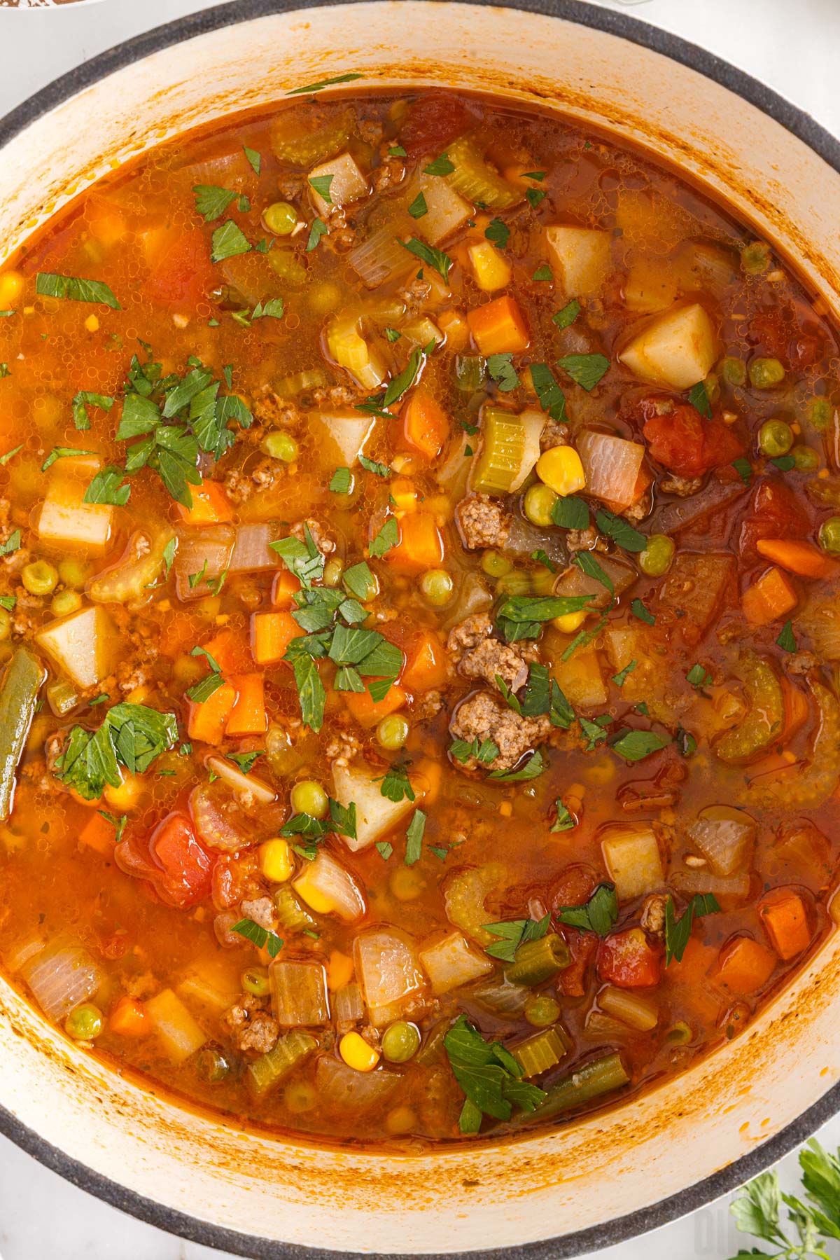 finished ground beef vegetable soup