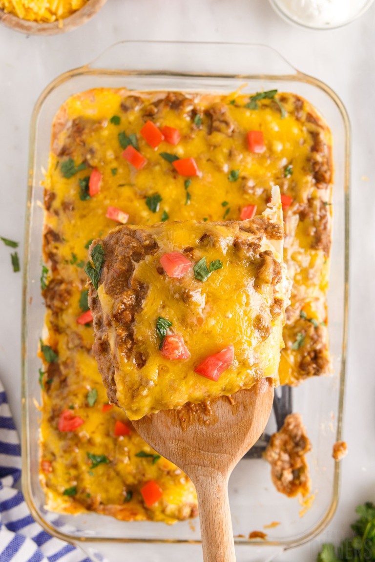 Easy Ground Beef Taco Casserole (Mexican Lasagna Recipe) Family Dinners