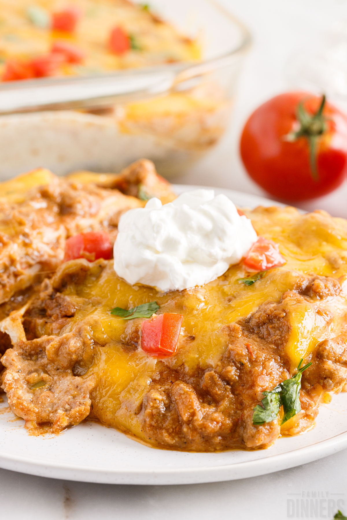 taco bake with doritos and tortillas