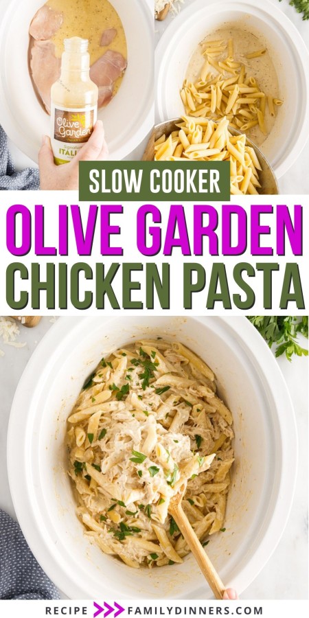 Olive garden chicken pasta collage.