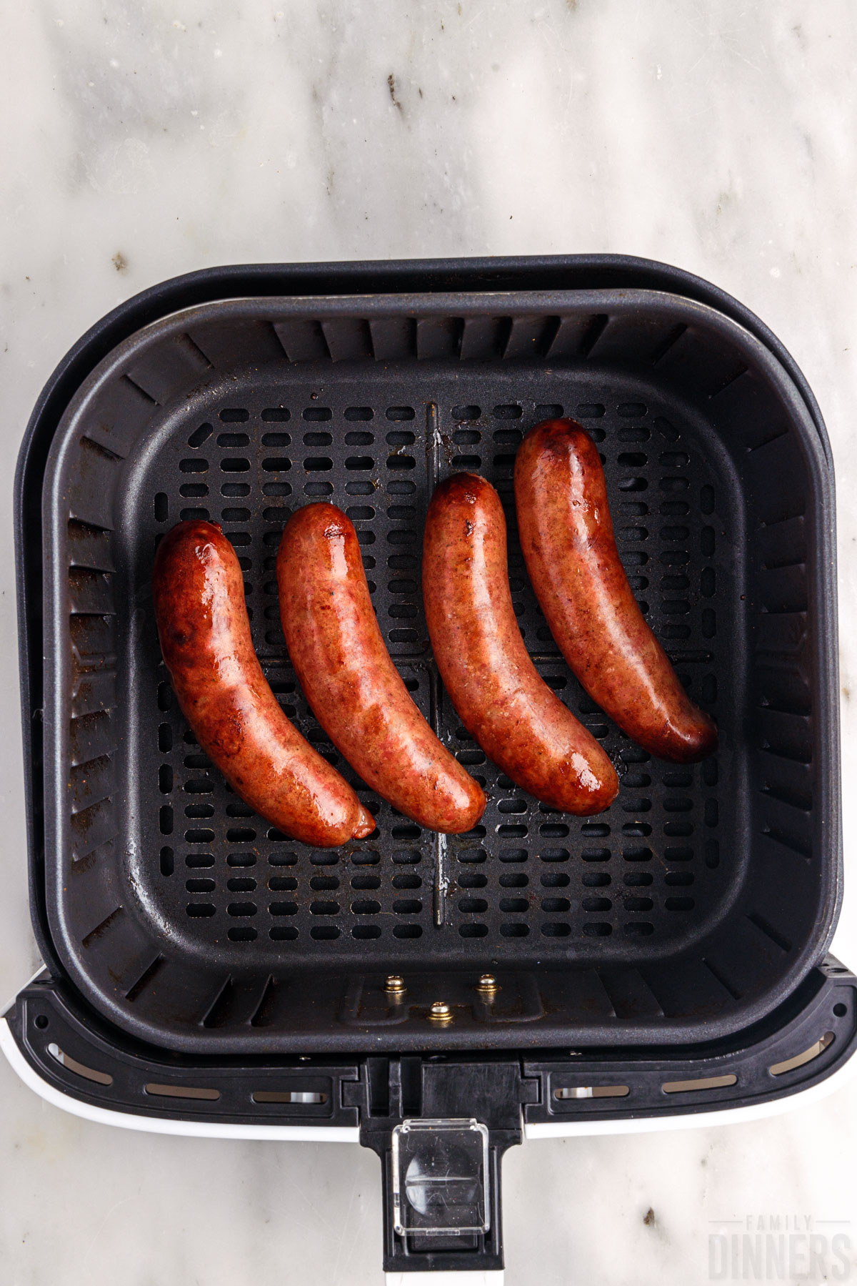 cooked sausages in the air fryer