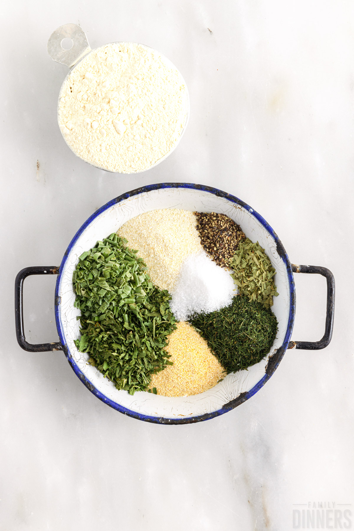 ingredients for ranch seasoning in a bowl