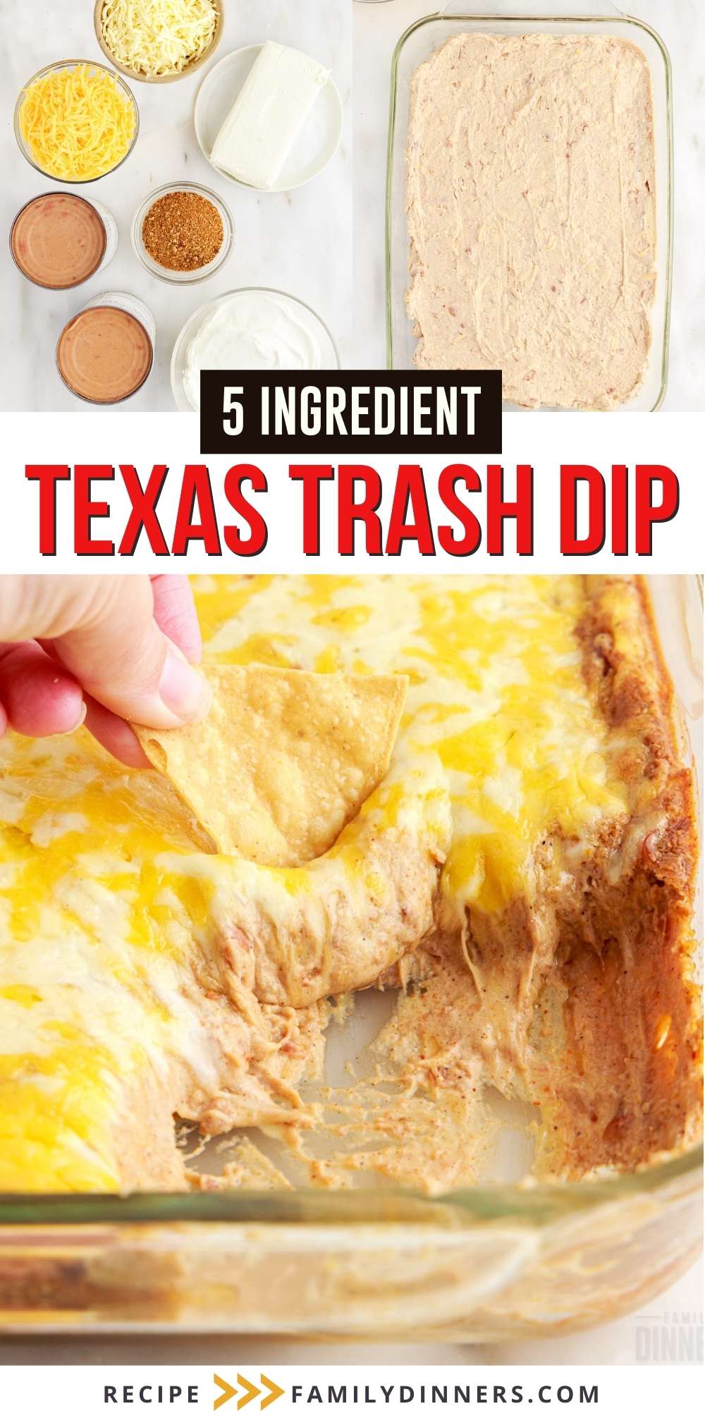 The Best Texas Trash Dip (Baked Cheesy Bean Dip)