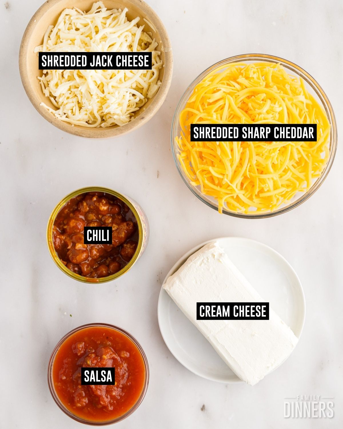 Chili cheese dip ingredients in a bowl.