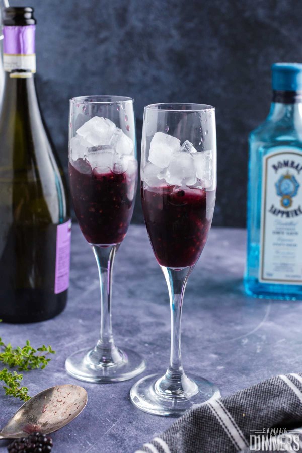 ice added to blackberry cocktail
